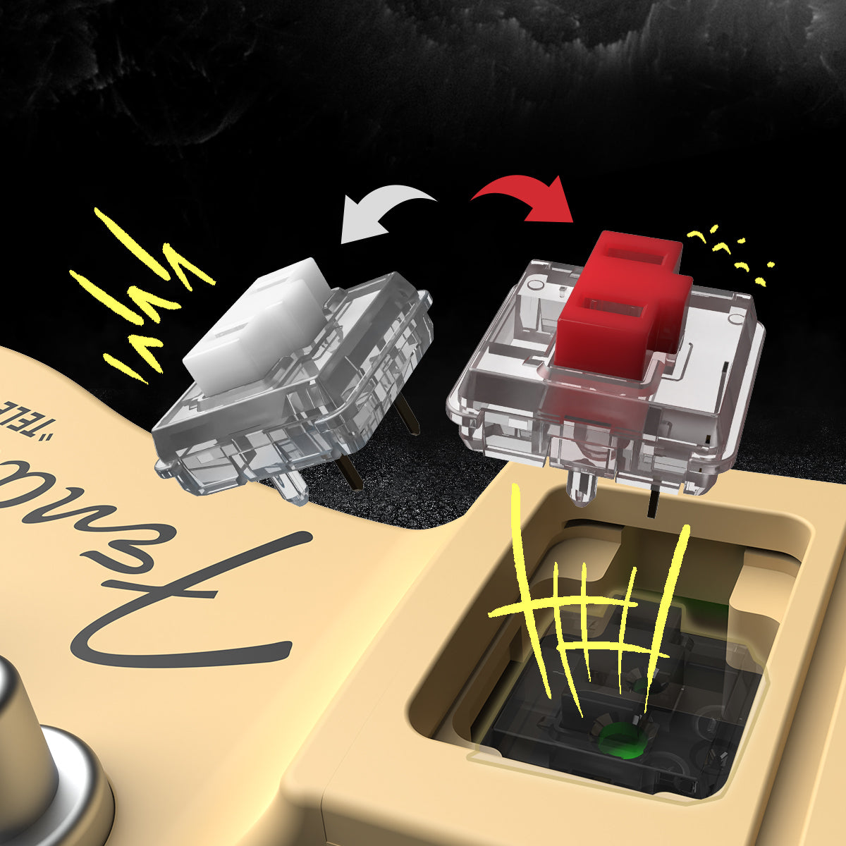 Swapping clicky and quiet key switches
