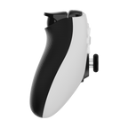Black and white gaming controller on a white background