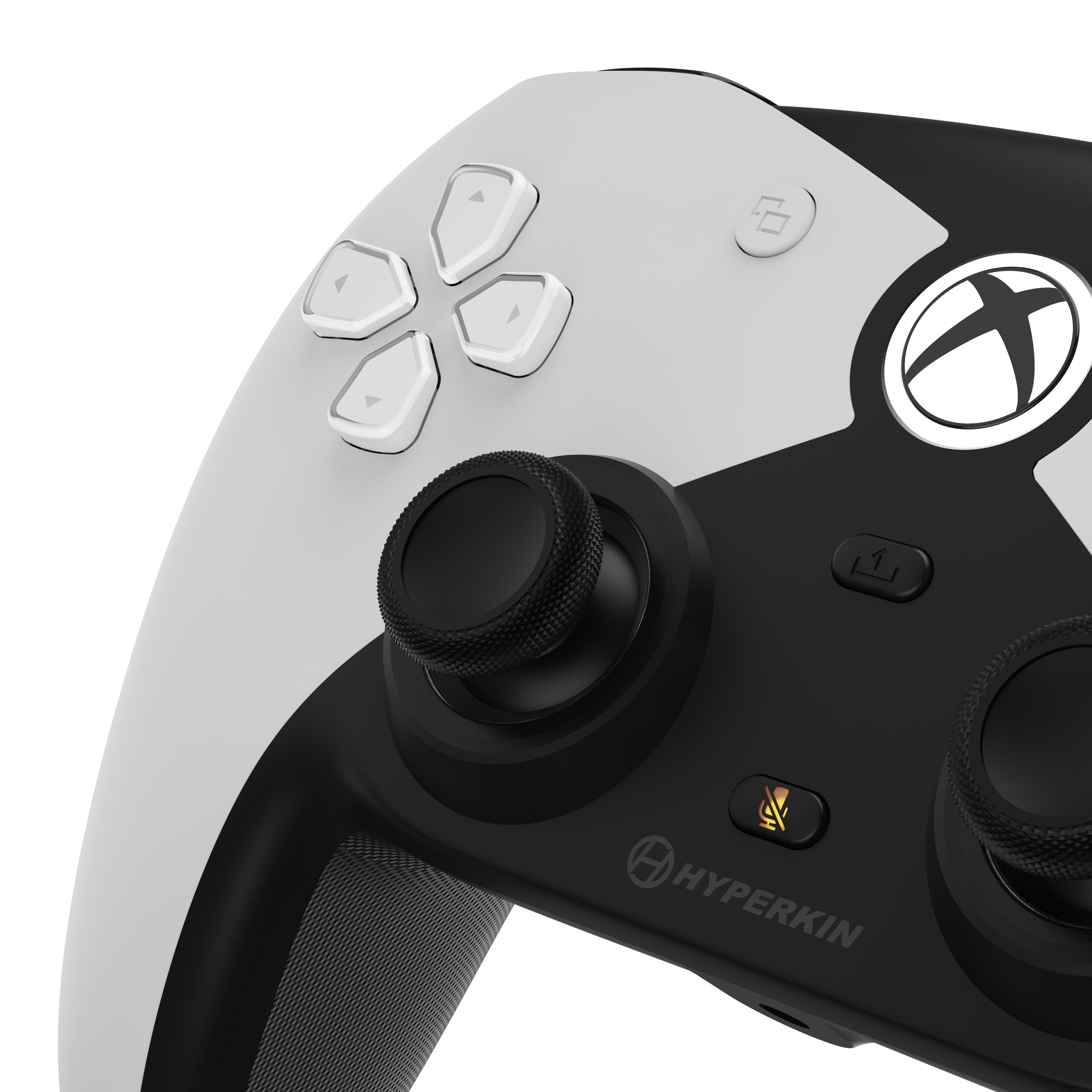 Close-up of a gaming controller with Hyperkin logo on a white background