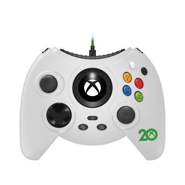 White Hyperkin XBOX 20th Anniversary Duke controller with anniversary edition badge