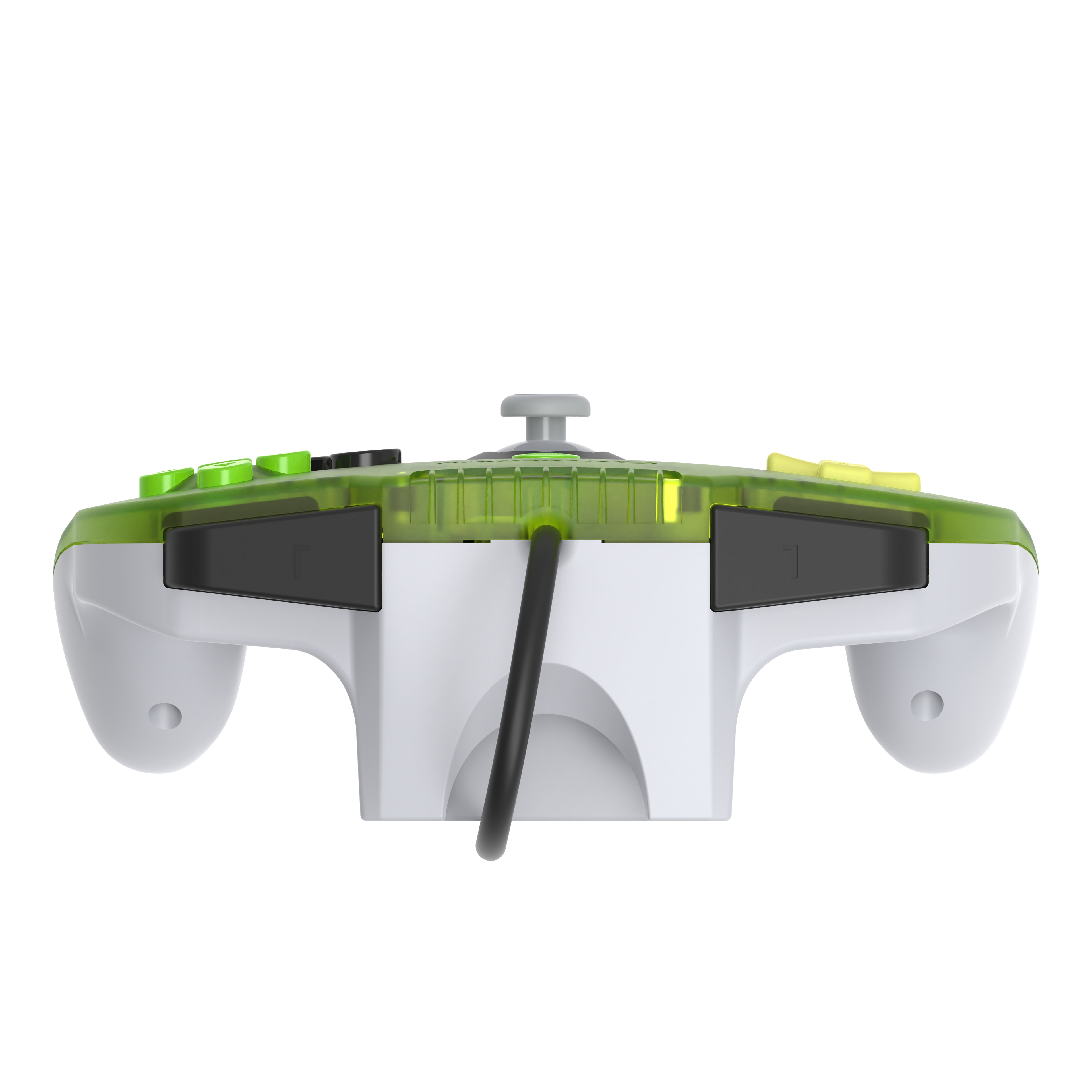 White and green Hyperkin Captain+ with a black cord.