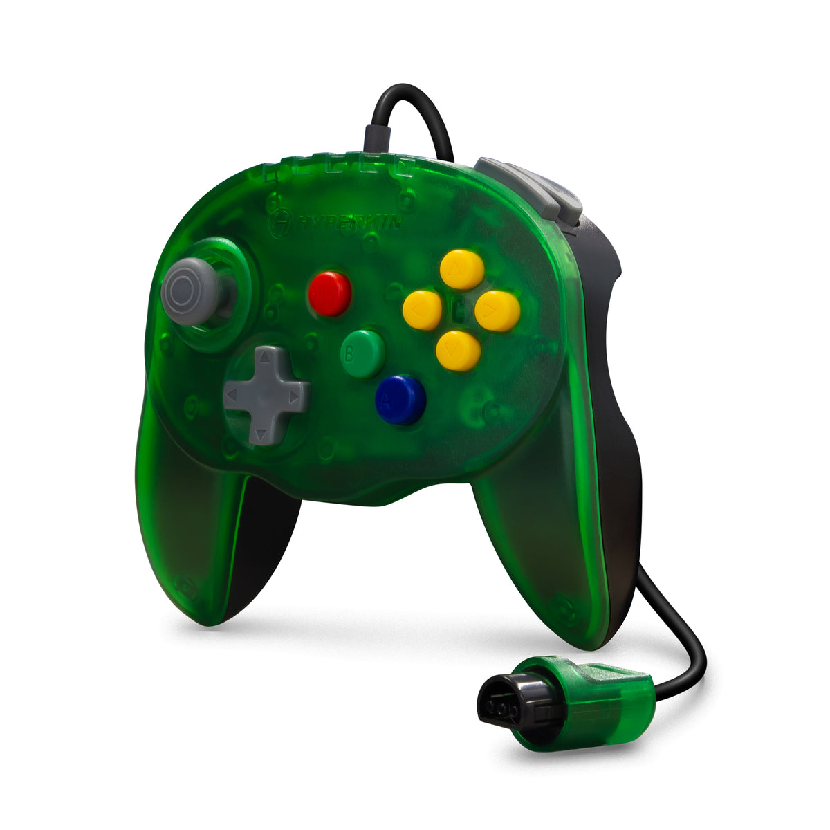 Translucent dark green Hyperkin Fleet Admiral Controller, an N64-style wired controller