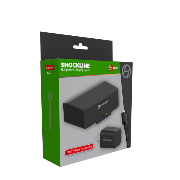 Hyperkin ShockLine USB-C power supply for N64 retail packaging box