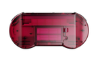 A translucent red plastic game controller faceplate or shell shown from the bottom, isolated on a white background.