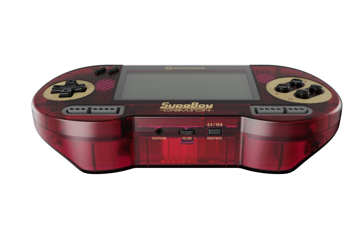 Hyperkin SupaBoy Portable in crimson, translucent red handheld SNES console