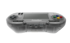 Front view of the translucent Hyperkin SupaBoy Prime portable console showing the screen and face buttons