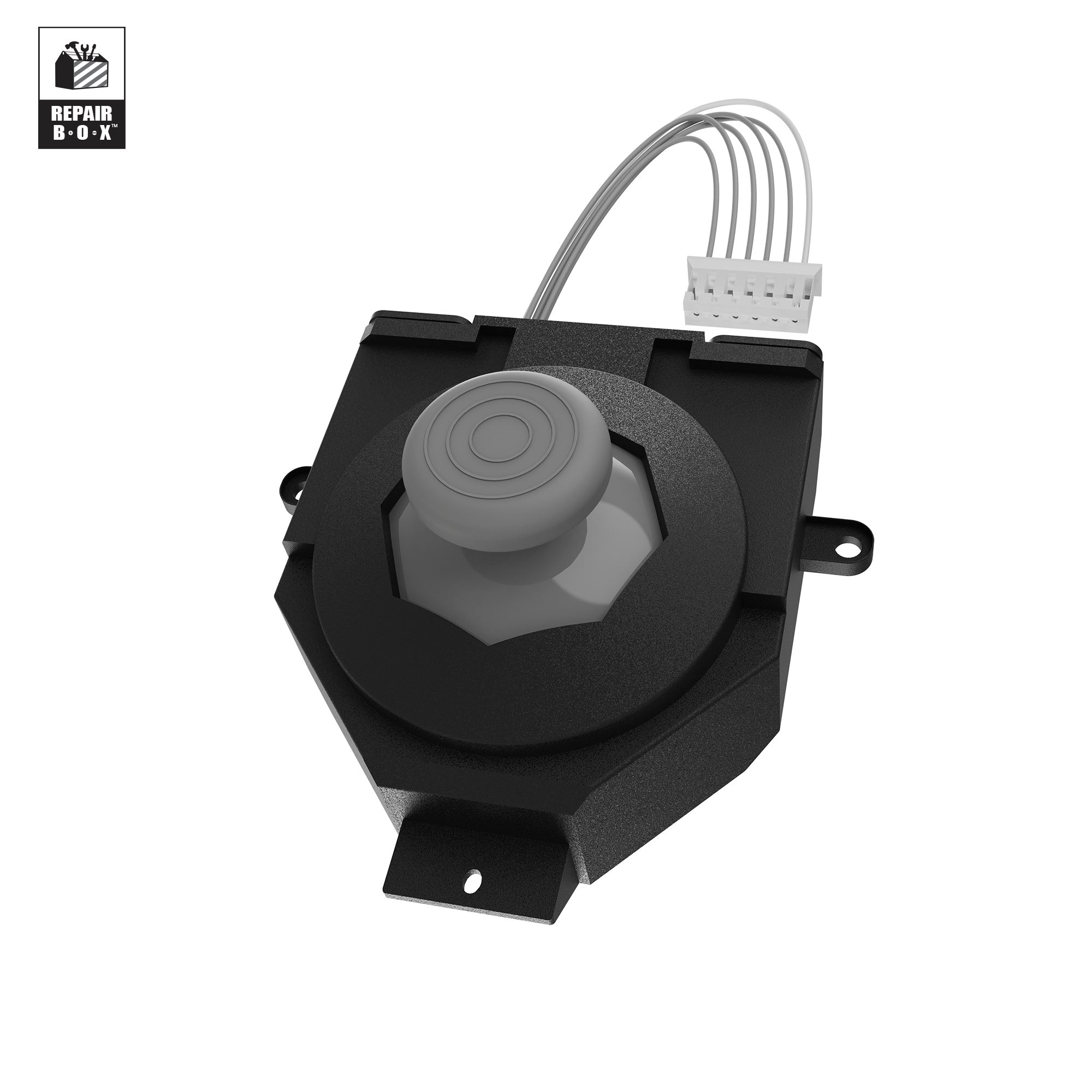 A black Hall Effect joystick module designed for GameCube style controllers with visible wiring.