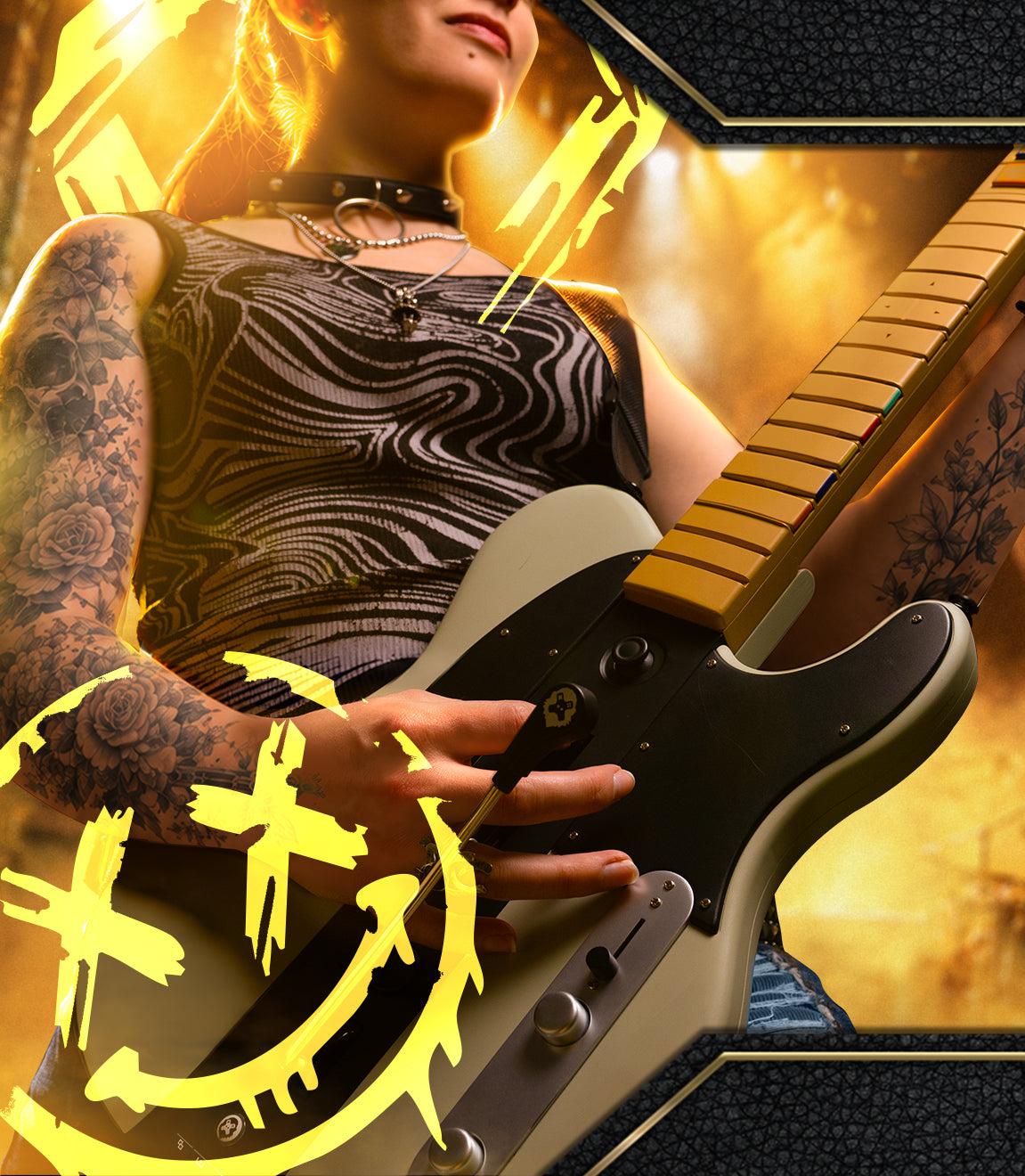 Guitarist performing on stage with the InfinaKore
