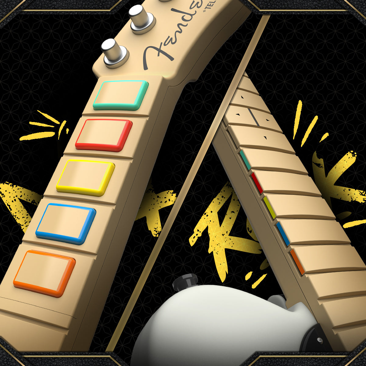 Guitar Hero style top frets and Rock Band style lower frets