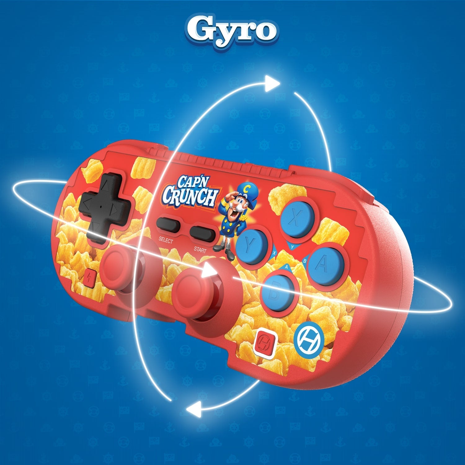 Hyperkin Crazy Crunch Limited Edition Wireless Bluetooth Controller in red with blue and black buttons, dual analog sticks, and R1/R2 shoulder buttons. Features Bluetooth 5.3, USB-C charging, and 20+ hours battery life. Compatible with Nintendo Switch, PC, Mac, and mobile gaming.