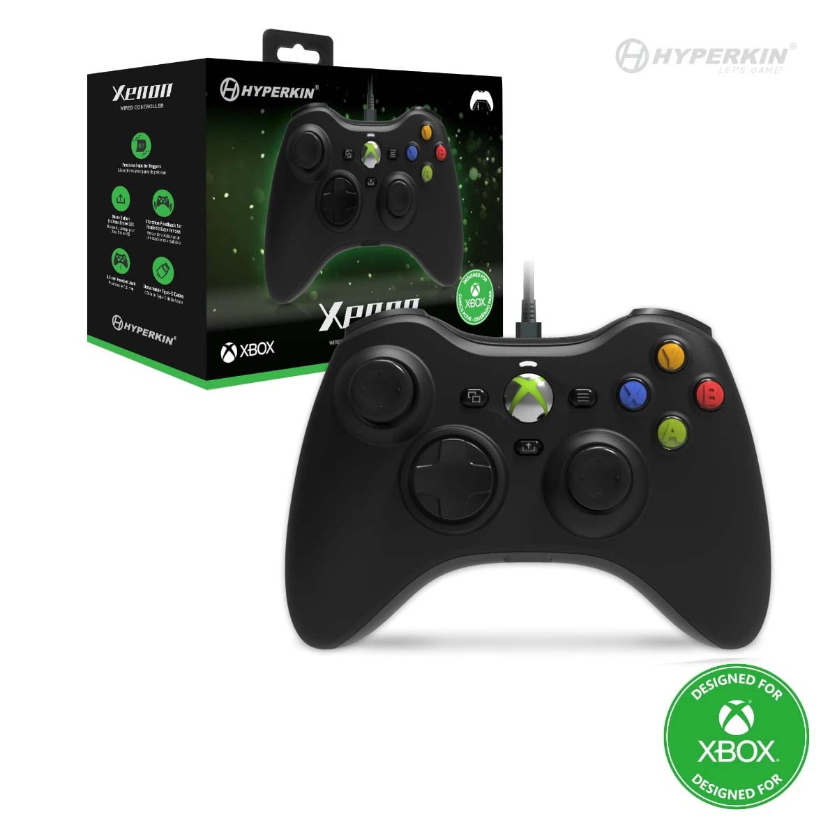 Black Wired Xbox 360 Controller Box and Controller