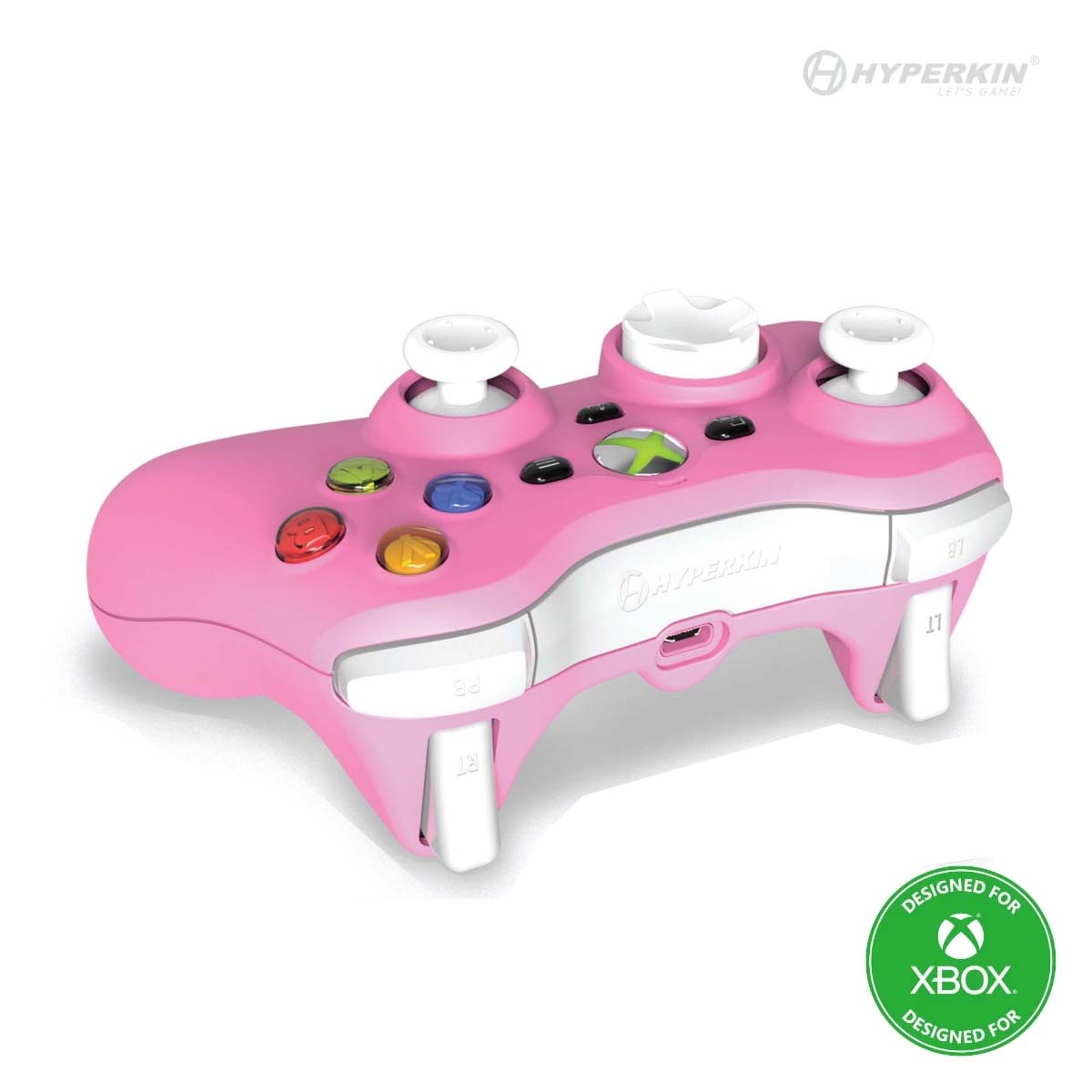 Pink Wired Xbox 360 Controller Angled