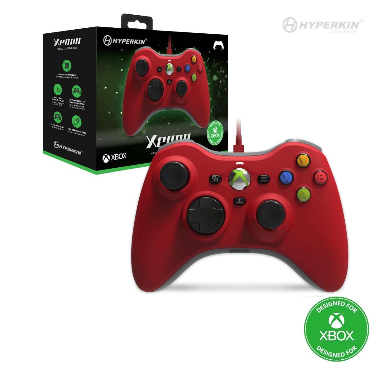 Red Wired Xbox 360 Controller Box & Controller