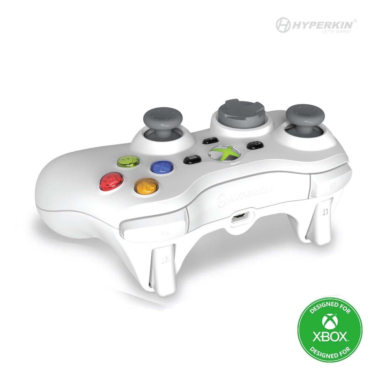 White Wired Xbox 360 Controller Angled