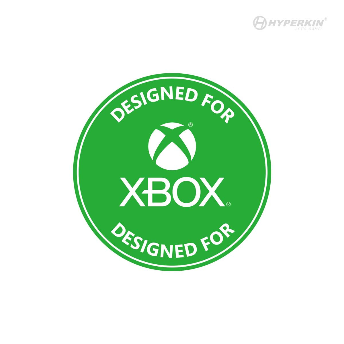 Green 'Designed for Xbox' badge with Xbox logo, associated with Hyperkin Duke controller compatibility for Xbox systems.