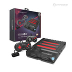 RetroN 3 HD 3-in-1 Retro Gaming Console in Space Black with two controllers, cables, and packaging.