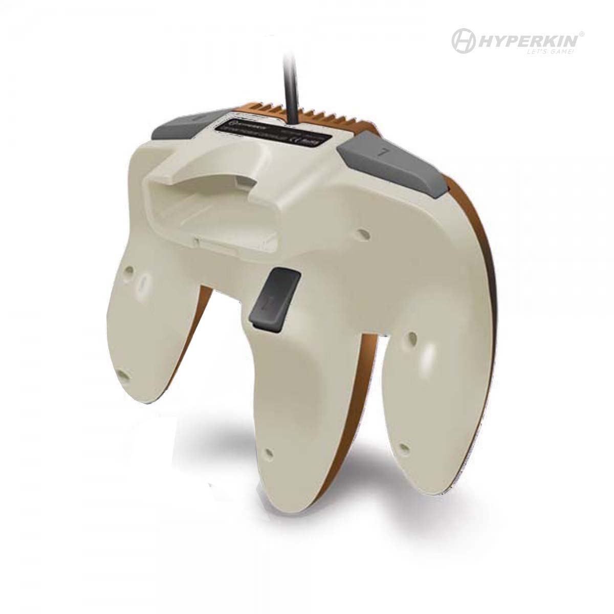 Vintage-style gaming controller with Hyperkin logo on a white background