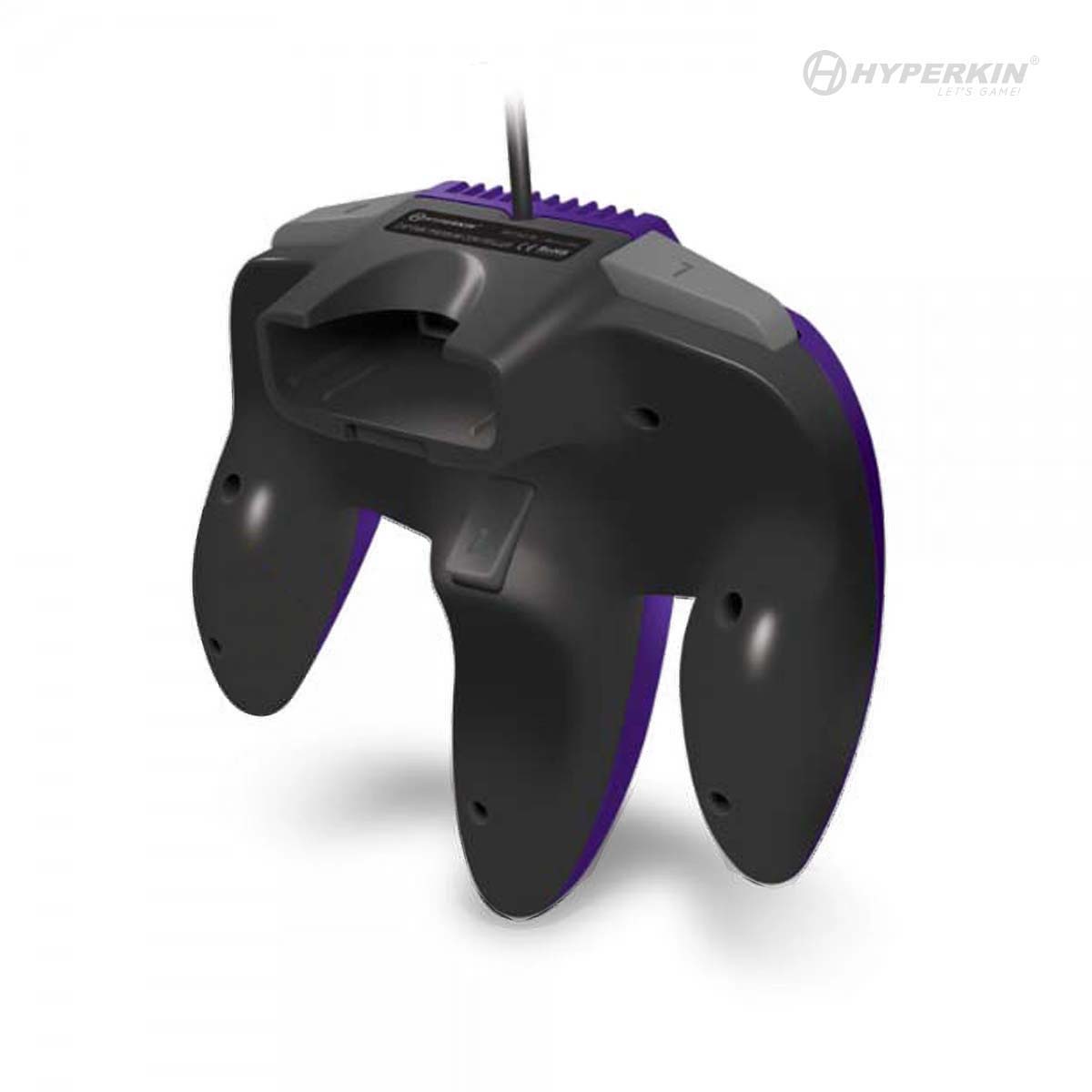Black and purple gaming controller on a white background with Hyperkin logo.