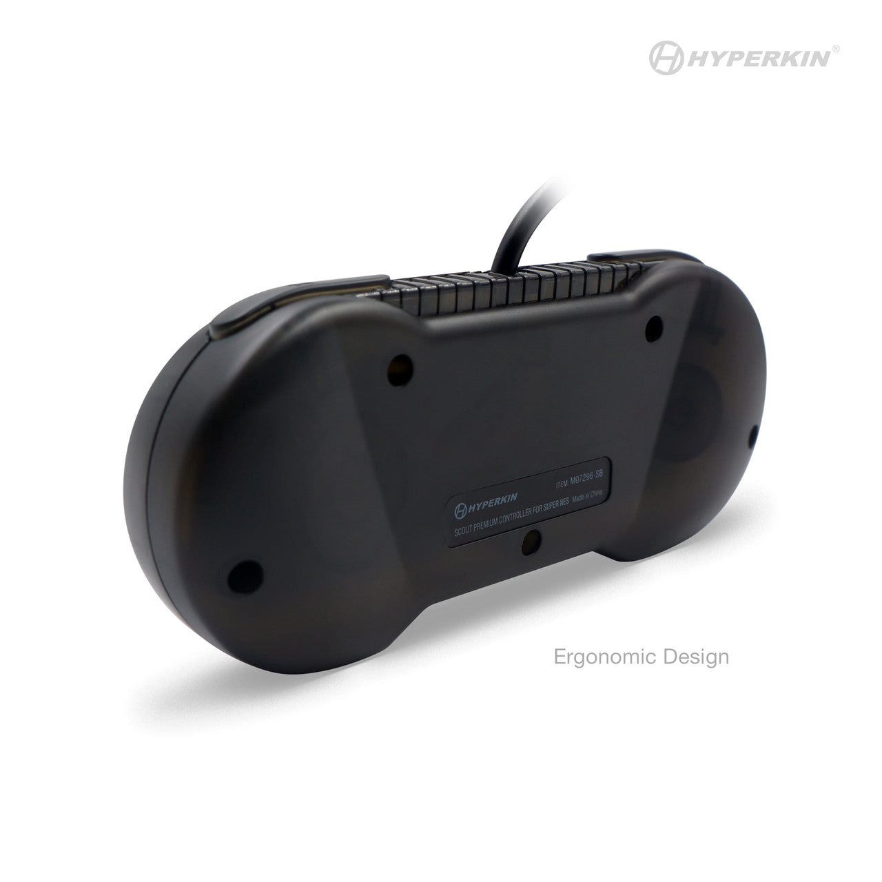 Hyperkin six-button game pad for Sega Genesis in blue and white packaging.