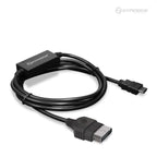 Hyperkin HDMI cable for gaming consoles, featuring black rectangular adapter box with connectors at both ends, neatly coiled with visible Hyperkin branding.
