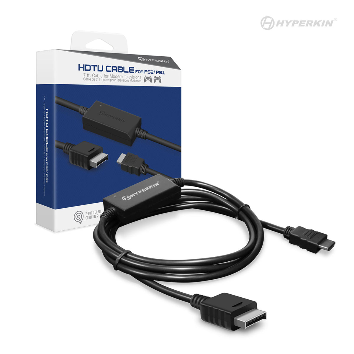 Hyperkin HDTV cable with packaging on a white background