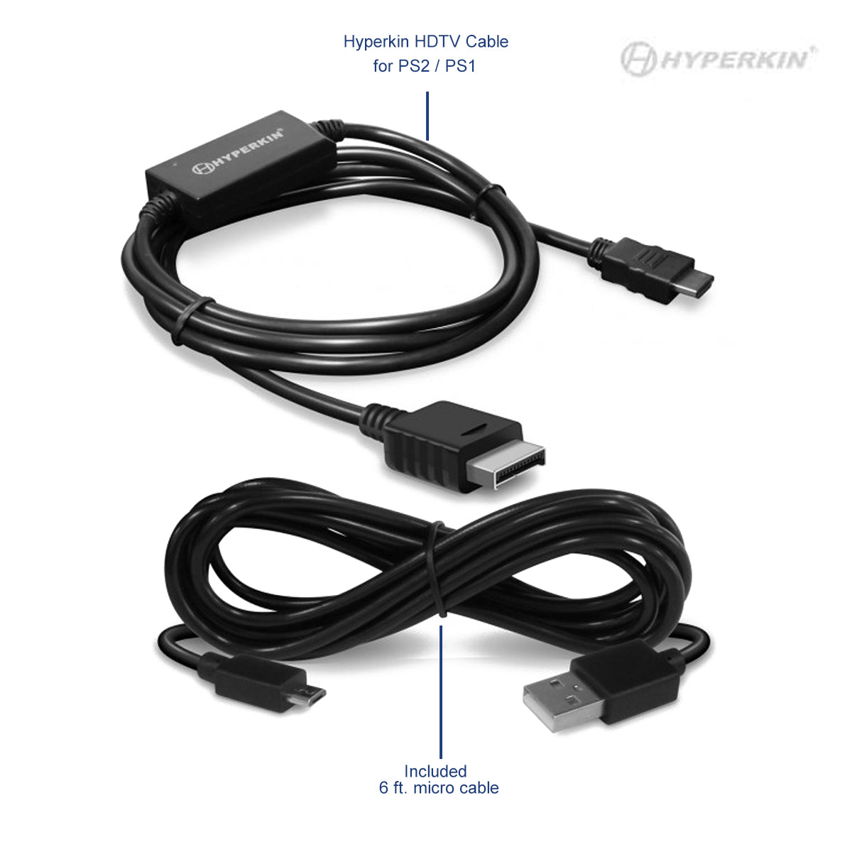Hyperkin HDTV cable for PS2/PS1 on a white background